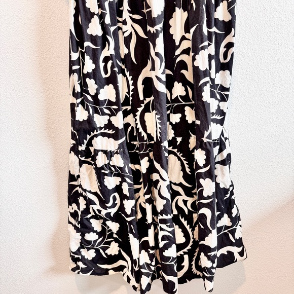 Boho Coastal Cottagecore Tiered Midi Dress 3X Black White Plus Size Chic - Picture 12 of 13